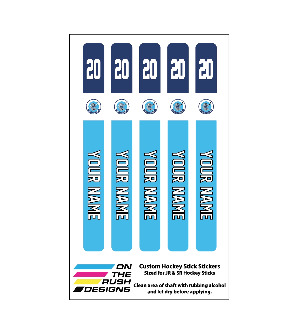 On The Rush Designs Hockey Stick Stickers